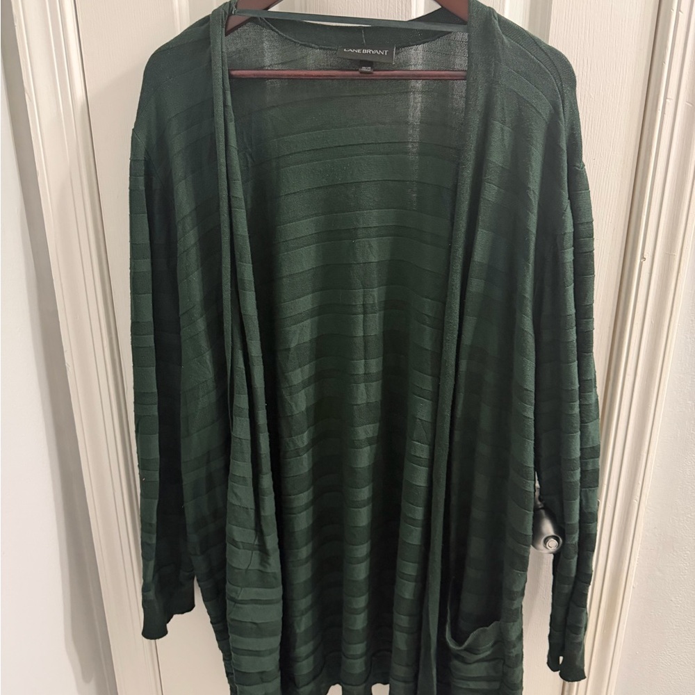 Lane Bryant Dark Green Open-Front Cardigan